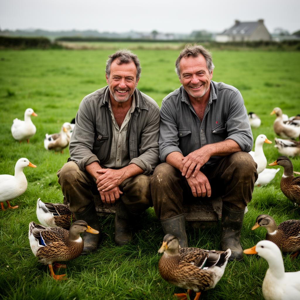 Guy et Michel Picarda dans leur ferme bretonne